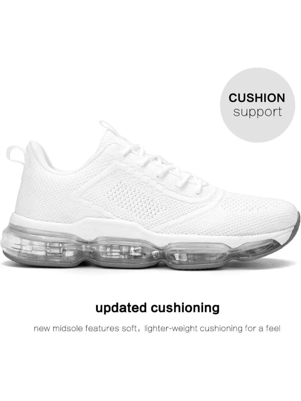 Women's White Air Cushion Basketball Breathable Cross Trainers Fit Sneaker Shoes